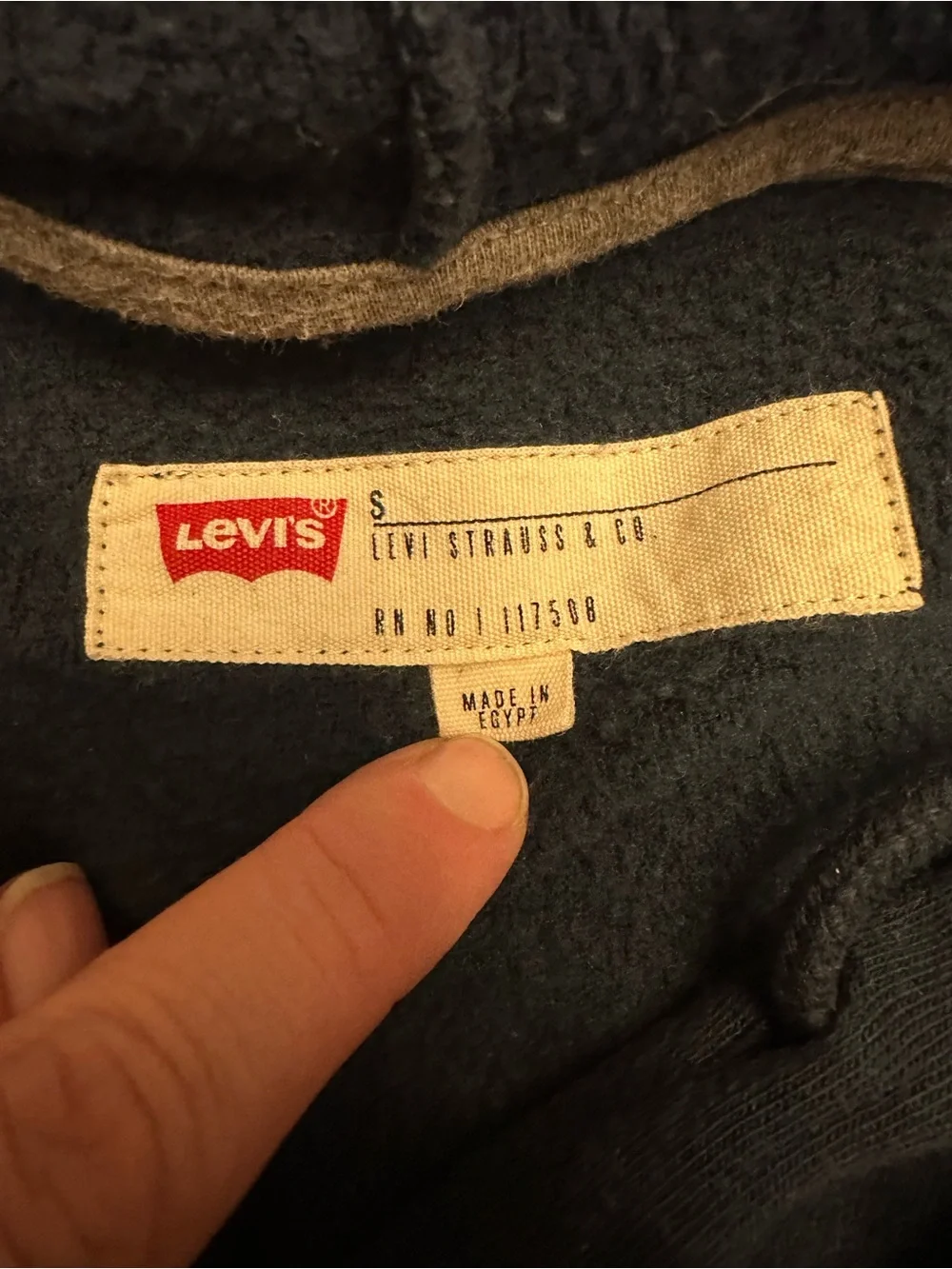 Levi's Men's Navy and Gray Logo Pullover Hoodie small